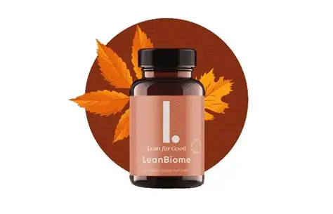 LeanBiome bottle with natural leaf illustration